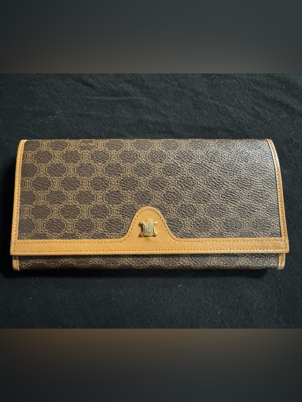 Vintage Celine M08 Paris Macadam Canvas Long Wallet Made in Italy